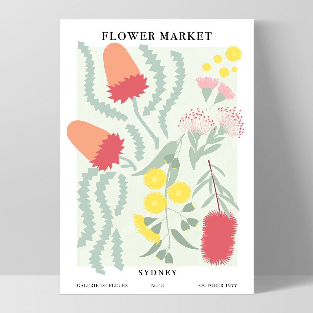 Flower Market | Sydney - Art Print, Poster, Stretched Canvas, or Framed Wall Art Print, shown as a stretched canvas or poster without a frame