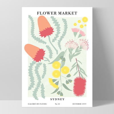 Flower Market | Sydney - Art Print, Poster, Stretched Canvas, or Framed Wall Art Print, shown as a stretched canvas or poster without a frame