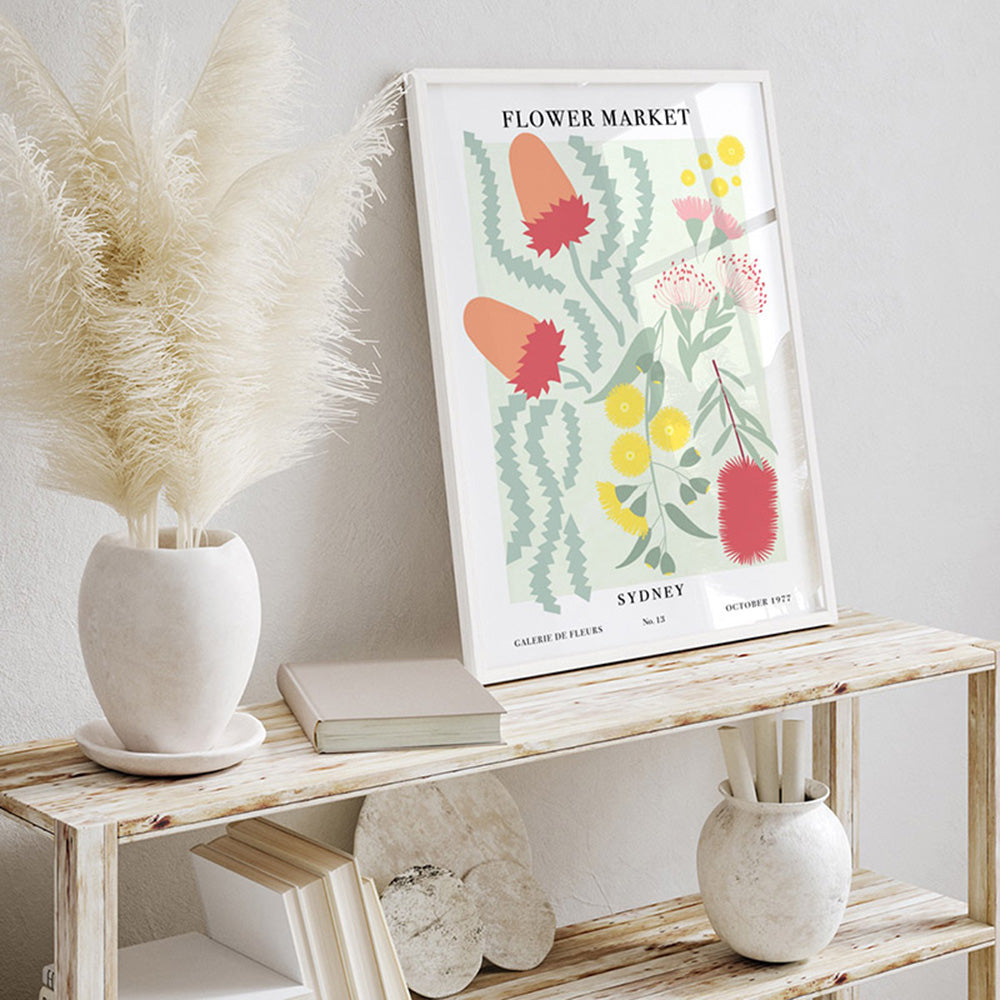 Flower Market | Sydney - Art Print, Poster, Stretched Canvas or Framed Wall Art Prints, shown framed in a room