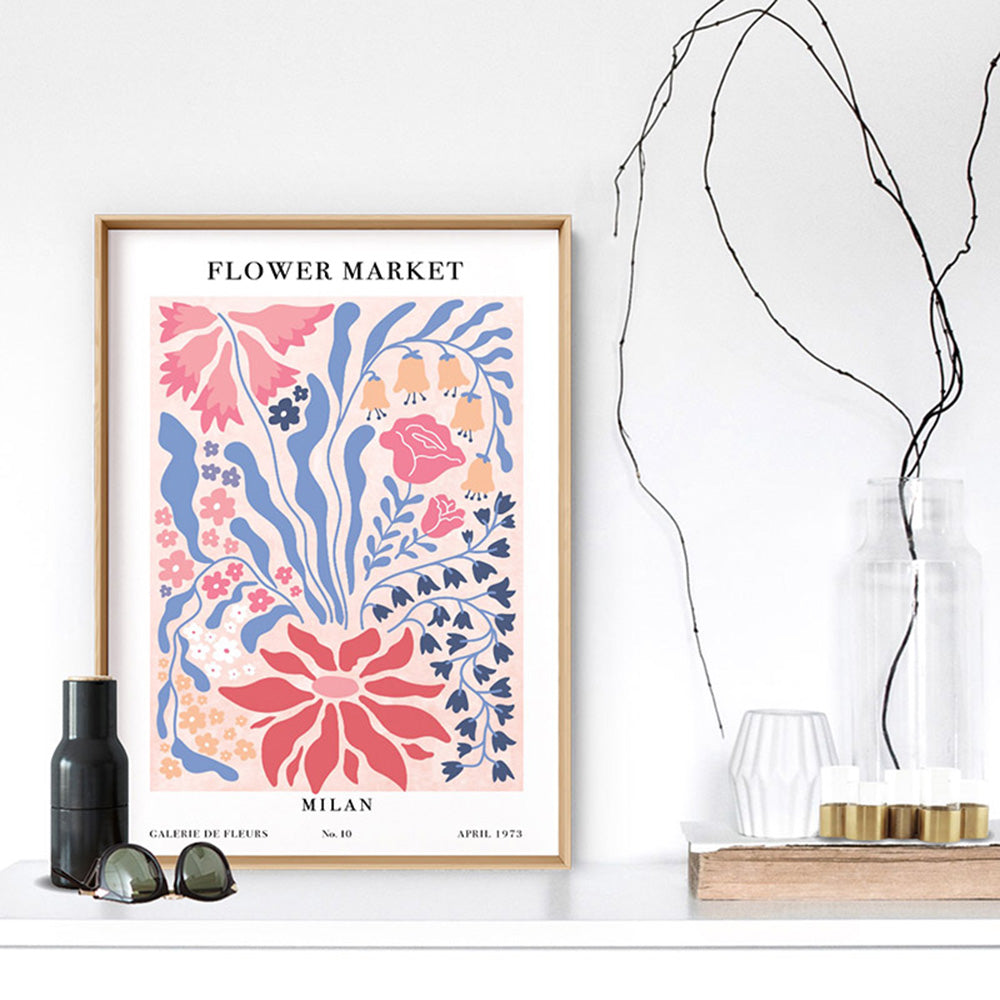 Flower Market | Milan - Art Print, Poster, Stretched Canvas or Framed Wall Art Prints, shown framed in a room