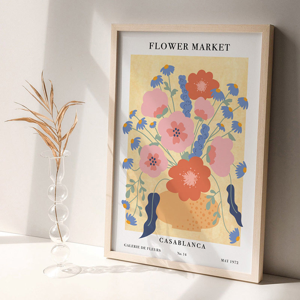 Flower Market | Casablanca - Art Print, Poster, Stretched Canvas or Framed Wall Art Prints, shown framed in a room