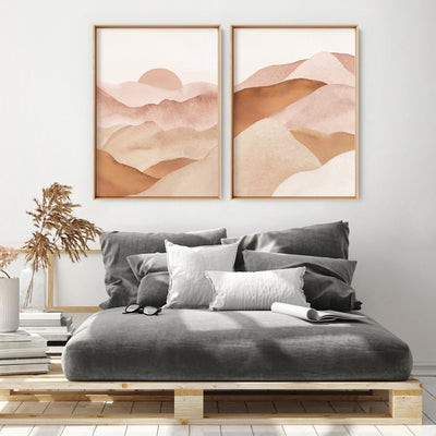Boho Landscape in Watercolour IV - Art Print, Poster, Stretched Canvas or Framed Wall Art, shown framed in a home interior space