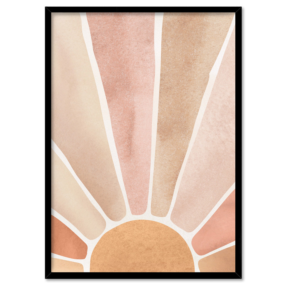 Boho Sunrise in Watercolour II - Art Print, Poster, Stretched Canvas, or Framed Wall Art Print, shown in a black frame