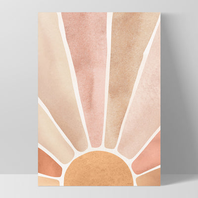 Boho Sunrise in Watercolour II - Art Print, Poster, Stretched Canvas, or Framed Wall Art Print, shown as a stretched canvas or poster without a frame