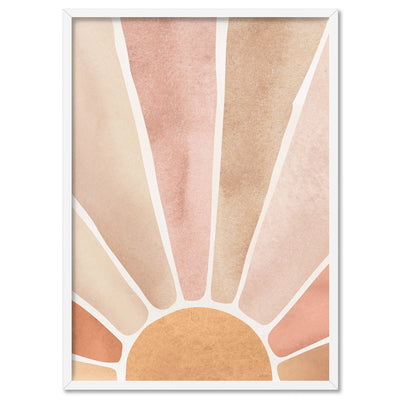 Boho Sunrise in Watercolour II - Art Print, Poster, Stretched Canvas, or Framed Wall Art Print, shown in a white frame