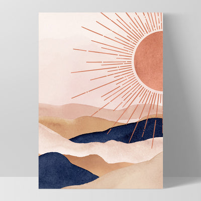 Boho Sun in Watercolour - Art Print, Poster, Stretched Canvas, or Framed Wall Art Print, shown as a stretched canvas or poster without a frame