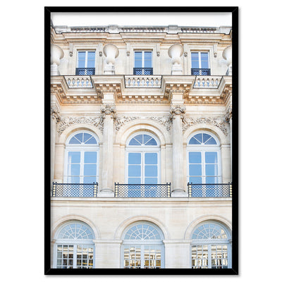 Palais Royal in Paris - Art Print by Victoria's Stories, Poster, Stretched Canvas, or Framed Wall Art Print, shown in a black frame