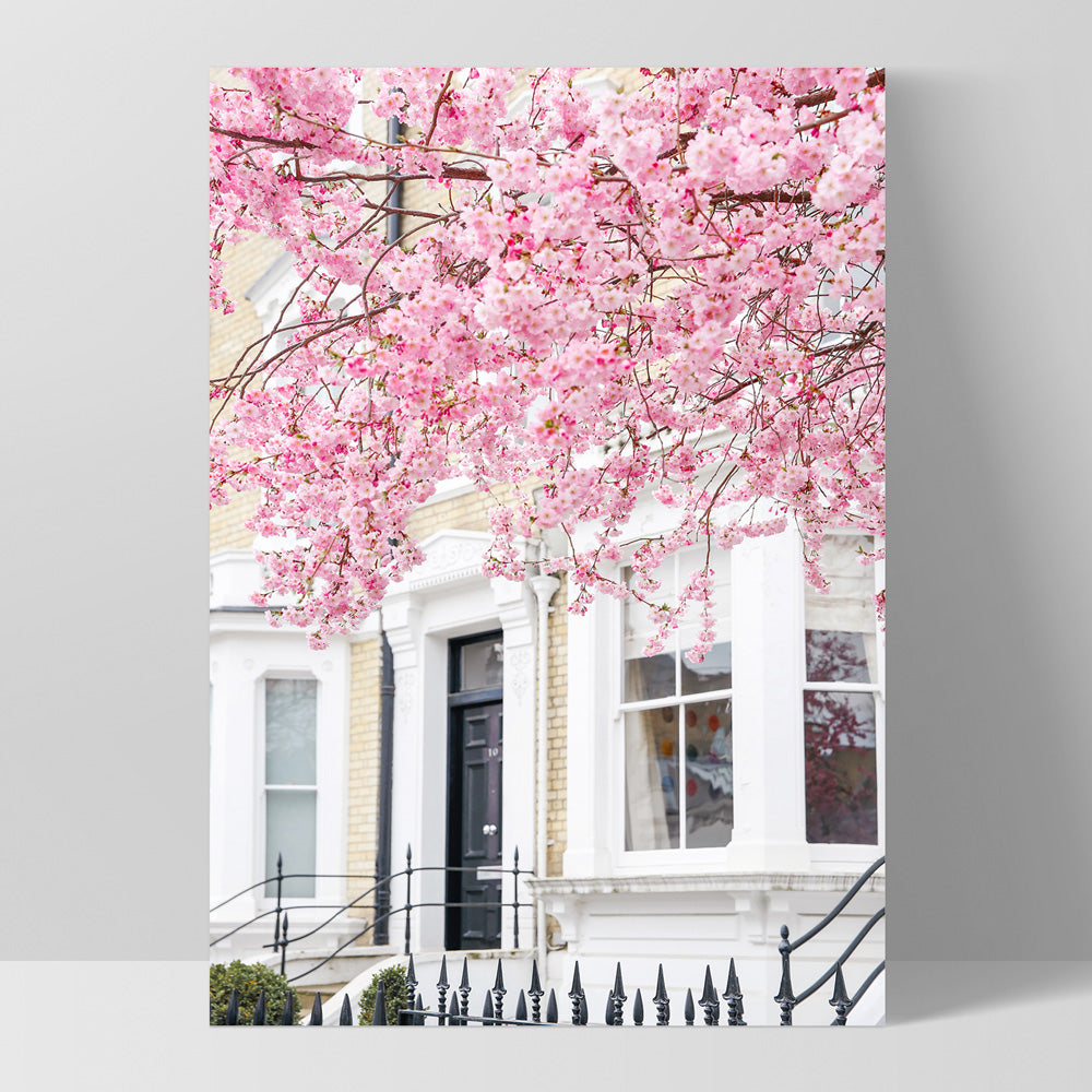 Cherry Blossoms in London II - Art Print by Victoria's Stories, Poster, Stretched Canvas, or Framed Wall Art Print, shown as a stretched canvas or poster without a frame