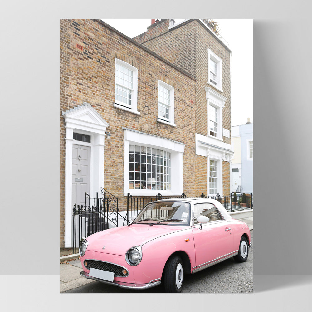 Pink Figaro in London - Art Print by Victoria's Stories, Poster, Stretched Canvas, or Framed Wall Art Print, shown as a stretched canvas or poster without a frame