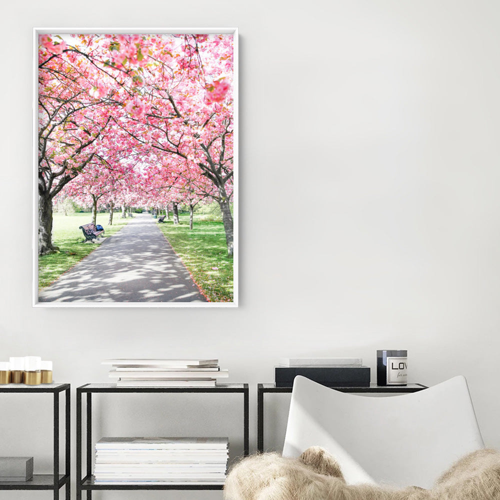 Greenwich Park in Spring - Art Print by Victoria's Stories, Poster, Stretched Canvas or Framed Wall Art Prints, shown framed in a room