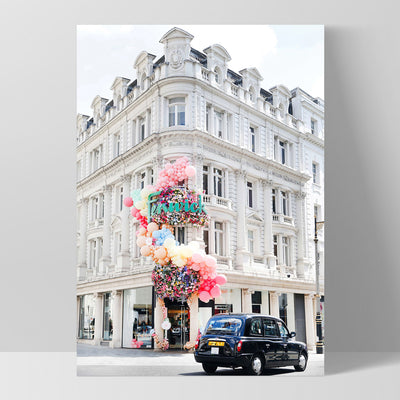 Colourful London | Bond Street - Art Print by Victoria's Stories, Poster, Stretched Canvas, or Framed Wall Art Print, shown as a stretched canvas or poster without a frame