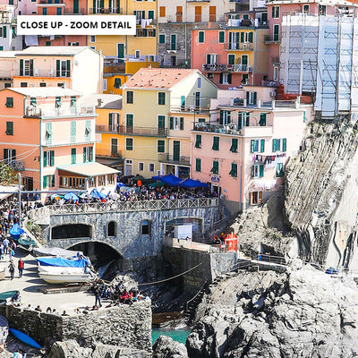 Cinque Terre Italian Coast | Cliffside - Art Print by Victoria's Stories, Poster, Stretched Canvas or Framed Wall Art, Close up View of Print Resolution