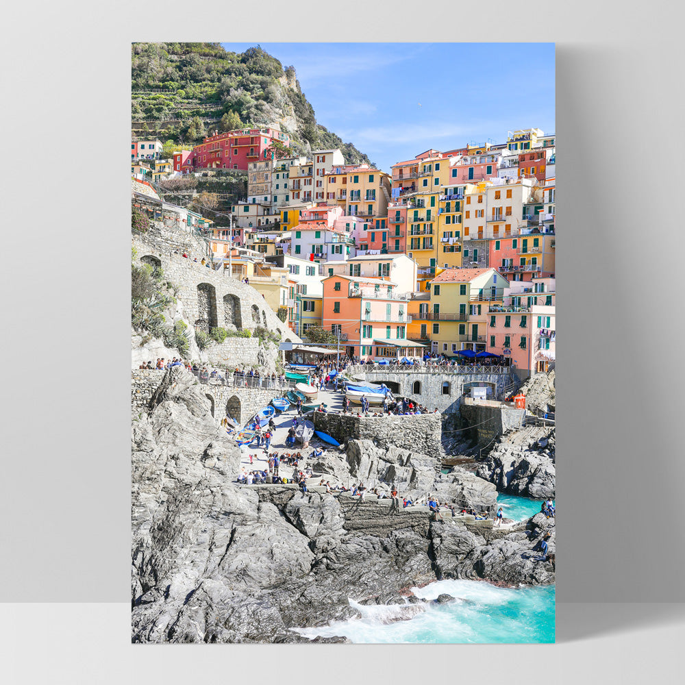 Cinque Terre Italian Coast | Village - Art Print by Victoria's Stories, Poster, Stretched Canvas, or Framed Wall Art Print, shown as a stretched canvas or poster without a frame