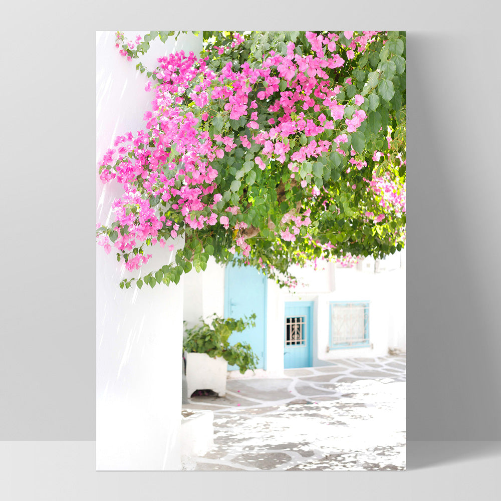 Pastel Door in Greece I - Art Print by Victoria's Stories, Poster, Stretched Canvas, or Framed Wall Art Print, shown as a stretched canvas or poster without a frame