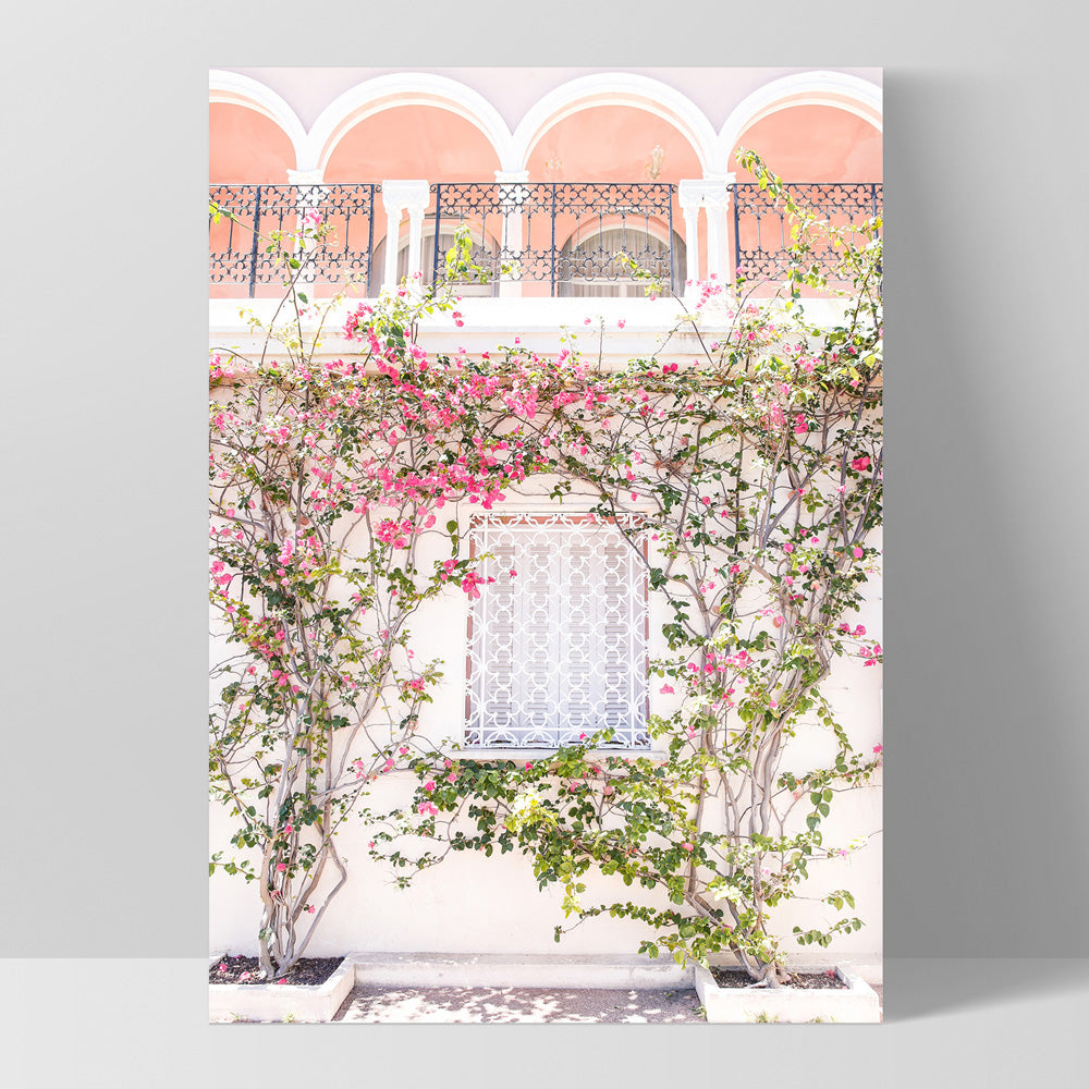 French Villa in Spring - Art Print by Victoria's Stories, Poster, Stretched Canvas, or Framed Wall Art Print, shown as a stretched canvas or poster without a frame
