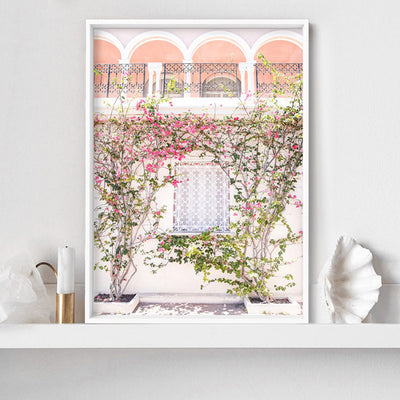 French Villa in Spring - Art Print by Victoria's Stories, Poster, Stretched Canvas or Framed Wall Art Prints, shown framed in a room