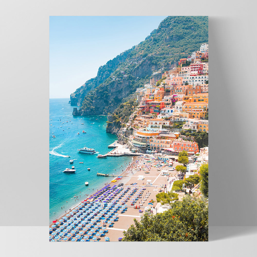 Summer Vibes Positano Beach Amalfi Coast Yachts Art – Print