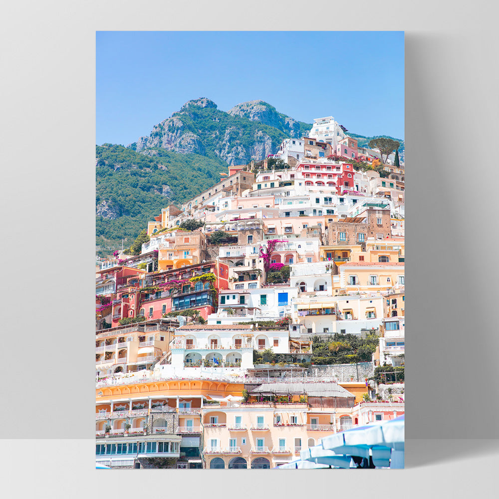 Positano Pastels II - Art Print by Victoria's Stories, Poster, Stretched Canvas, or Framed Wall Art Print, shown as a stretched canvas or poster without a frame