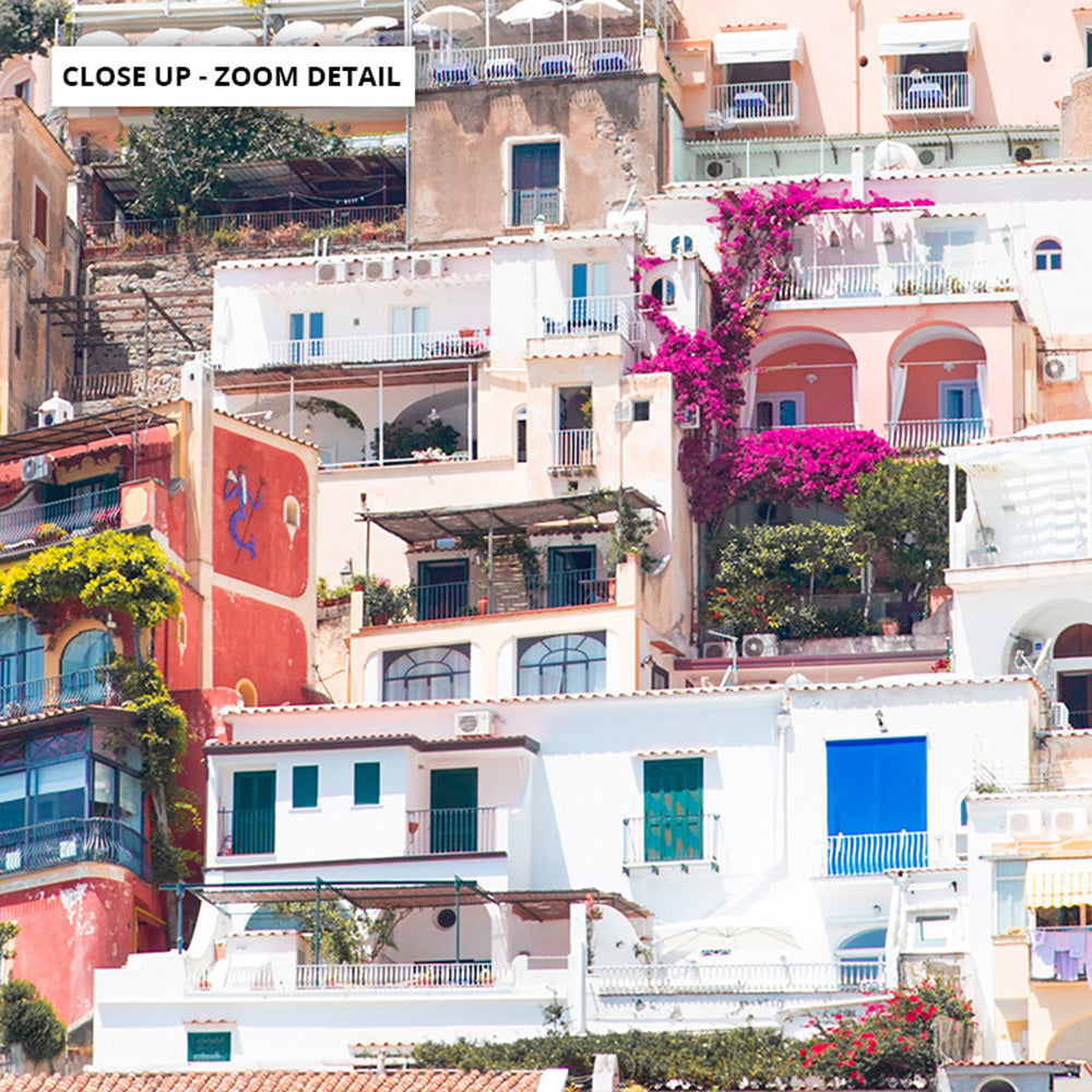 Positano Pastels II - Art Print by Victoria's Stories, Poster, Stretched Canvas or Framed Wall Art, Close up View of Print Resolution