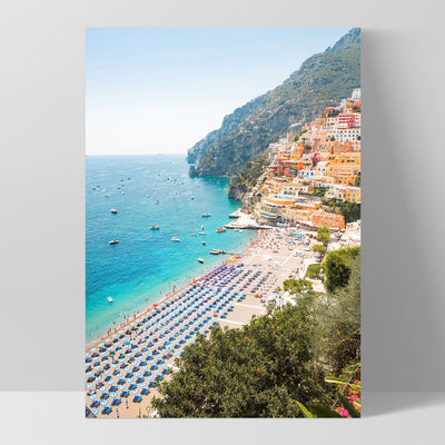 Amalfi Coast Positano View II - Art Print by Victoria's Stories, Poster, Stretched Canvas, or Framed Wall Art Print, shown as a stretched canvas or poster without a frame