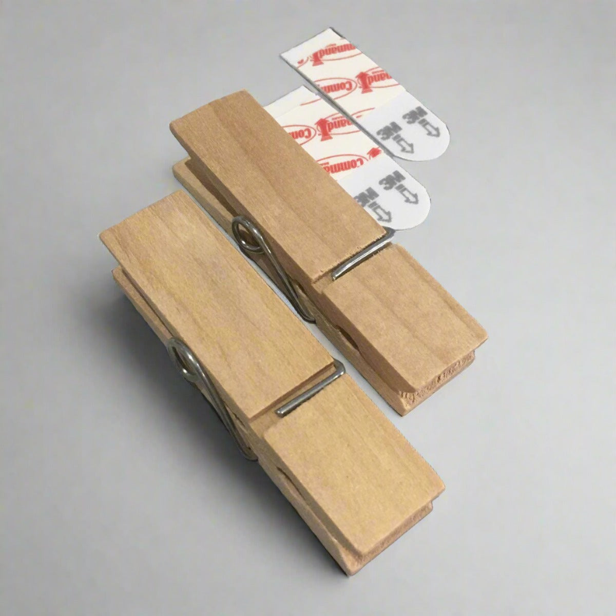 Wooden Spring Clip Poster Hangers with Removable Adhesive - Set of 2 ...