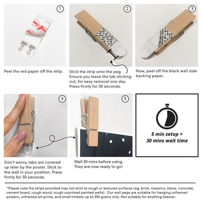 Spring Clips or Wood Wall Pegs Installtion Instructions - easy to follow step by step.