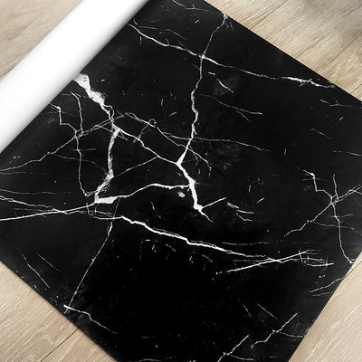 Premium Wrapping Paper in Black Marble Design, close up side view